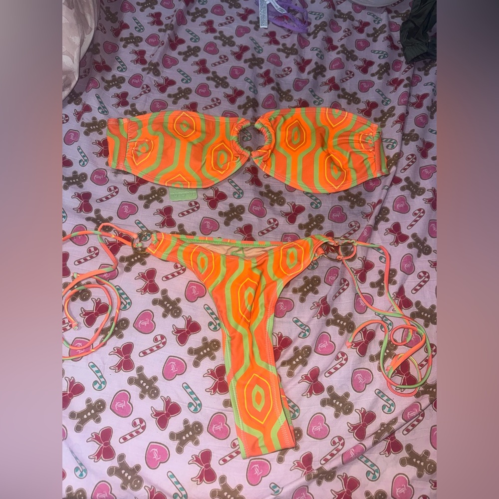 Fashion Nova Orange and Green Bikini